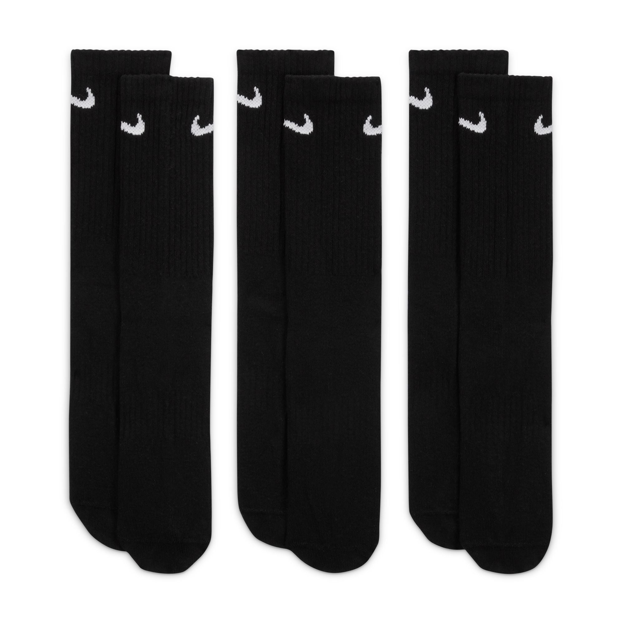 NIKE EVERYDAY 3-Pack Black CREW SOCKS