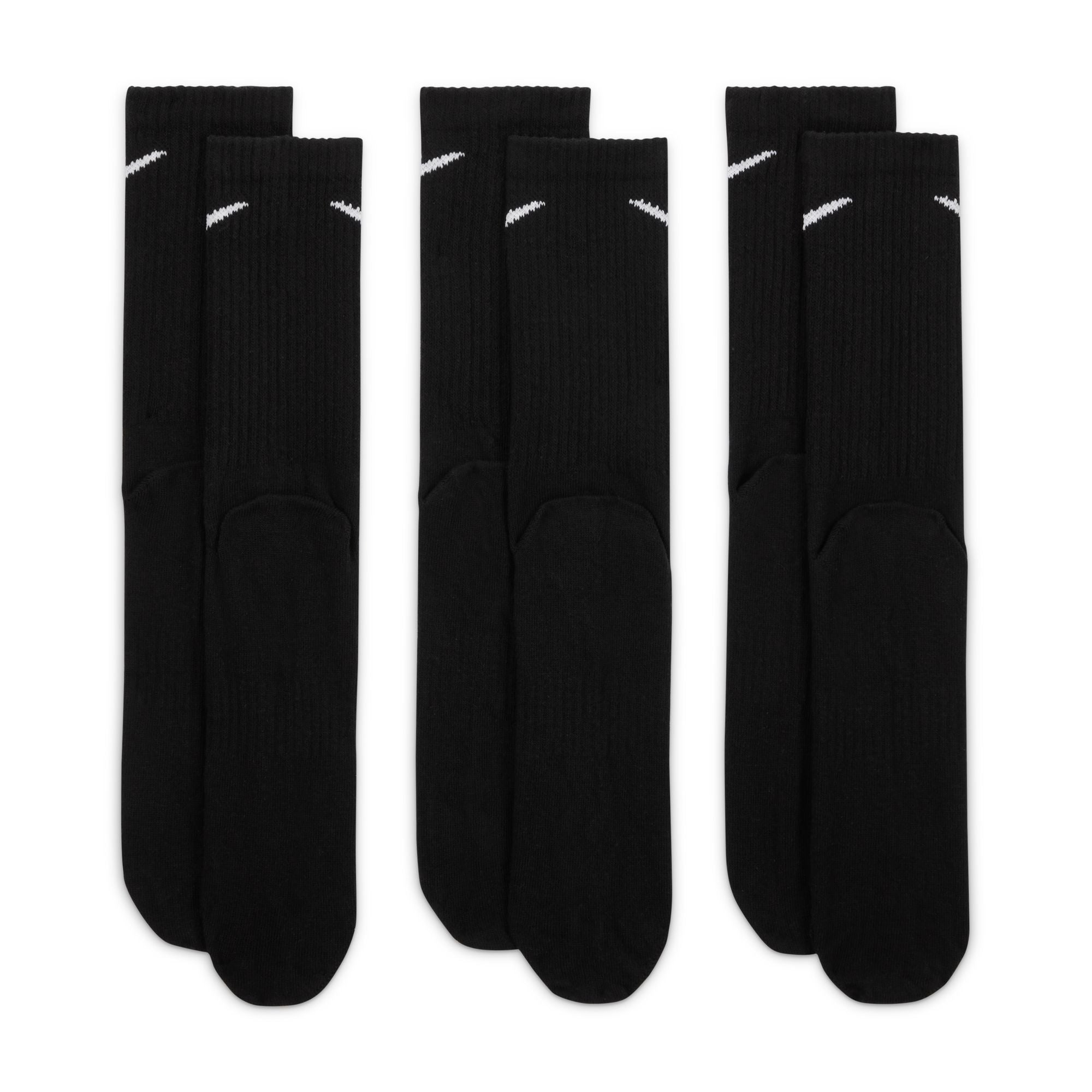 NIKE EVERYDAY 3-Pack Black CREW SOCKS